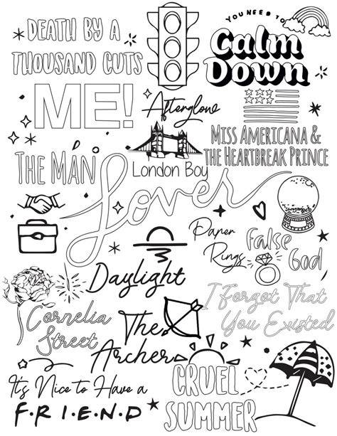 Printable Taylor Swift Lyrics Coloring Pages