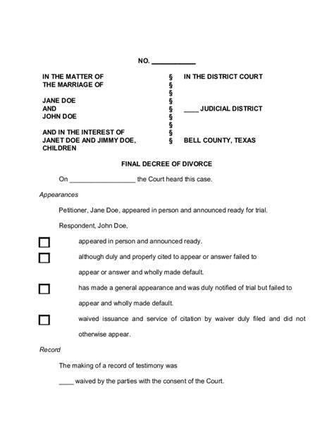 Printable Texas Divorce Forms