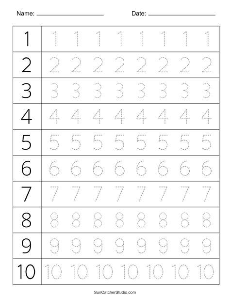 Printable Tracing Numbers