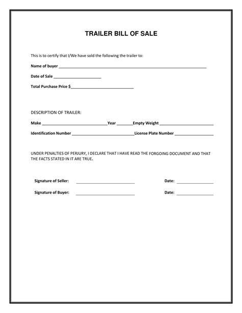 Printable Trailer Bill Of Sale Pdf