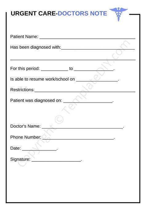 Printable Urgent Care Doctors Note