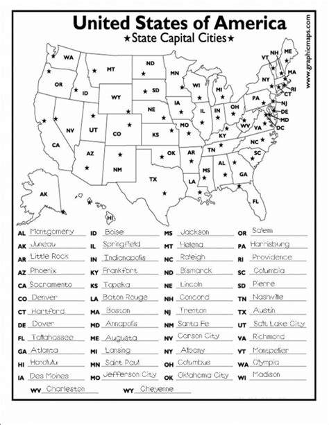 Printable Us States And Capitals Map