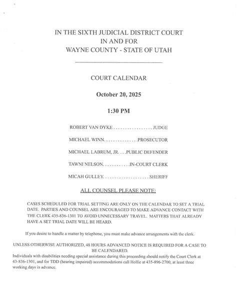 utah court calendar