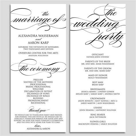 Printable Wedding Ceremony Program Templates