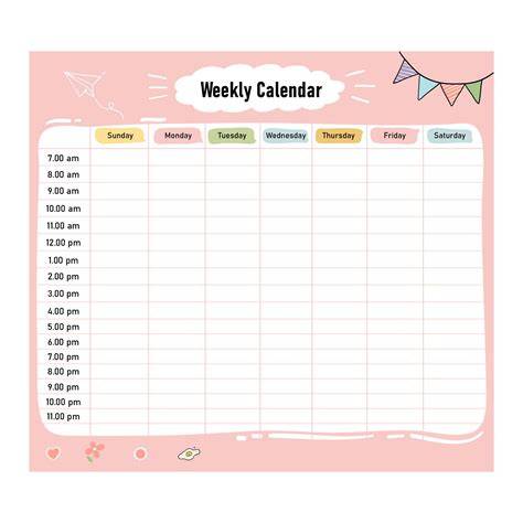 Printable Weekly Calendar With Time Slots