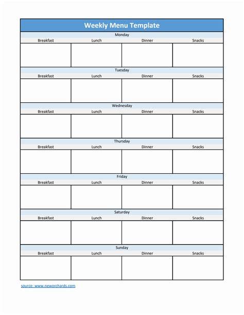 Printable Weekly Menu Template