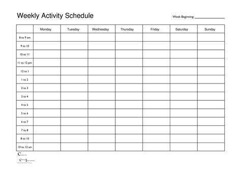 Printable Weekly Schedule Pdf