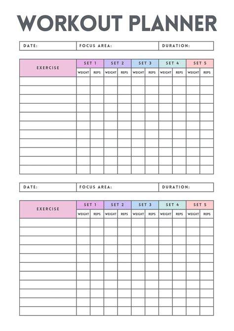 Printable Workout Calendar