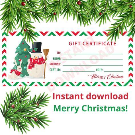 Printable Xmas Gift Certificates