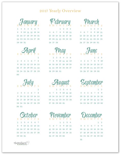 Printables Calendar 2017