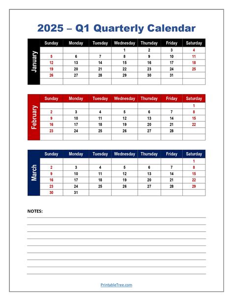 Quarterly Calendar Printable