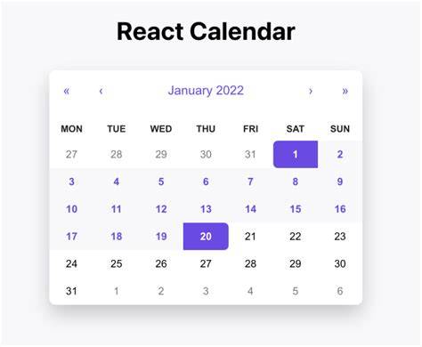 React Js Calendar Component