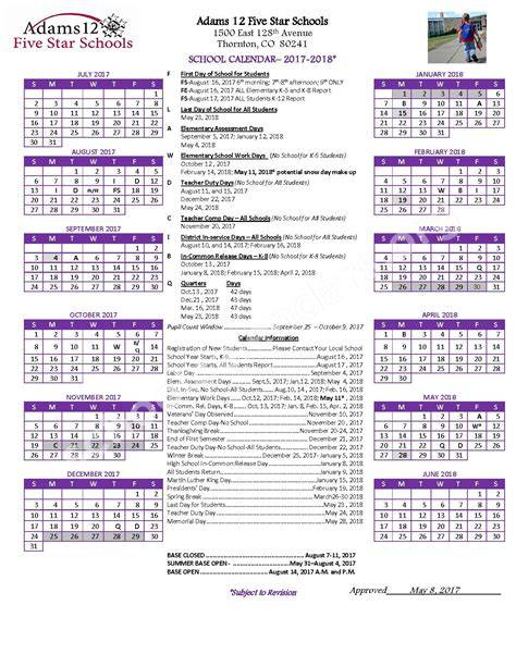 adams 12 five star schools calendar