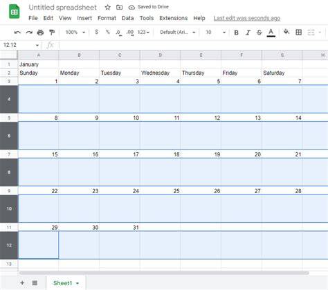 calendar template google sheets