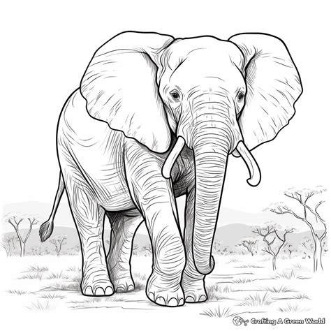 Realistic Elephant Coloring Pages