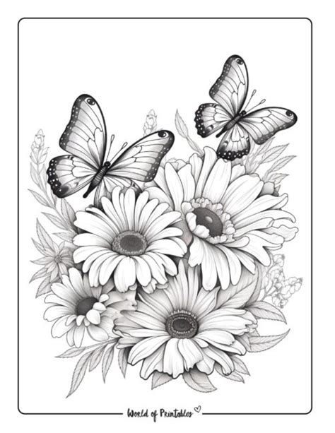 Realistic Flower Coloring Pages