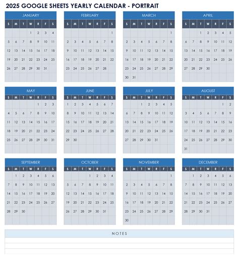 google sheets calendar template 2025