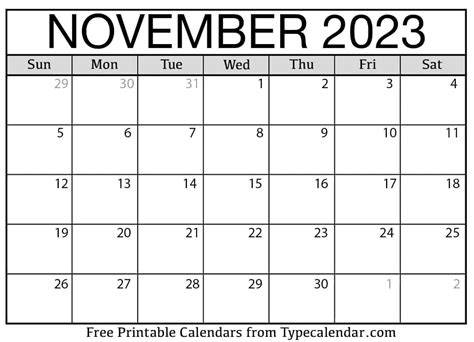 november 2023 calendar