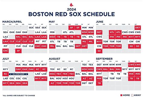 Red Sox Schedule 2024 Printable
