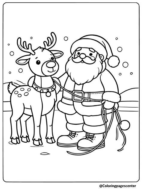 Reindeer And Santa Coloring Pages