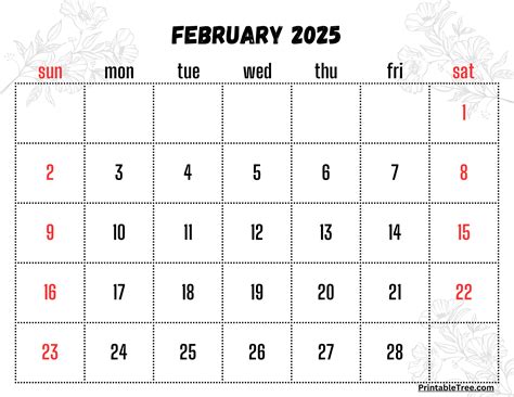 february 2025 calendar printable
