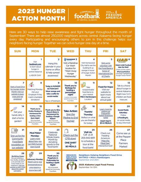 food bank calendar