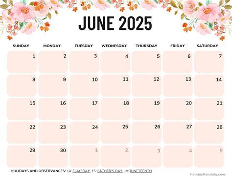june 2025 calendar printable