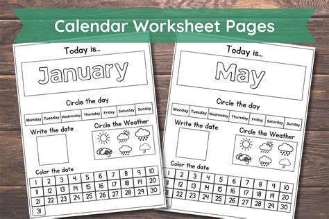 kindergarten calendar worksheets