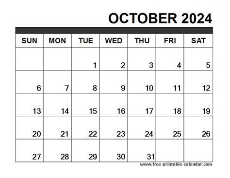 october 2024 calendar printable