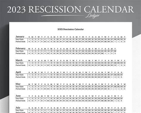 Rescission Calendar 2025