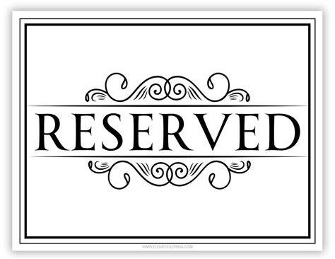Reserved Sign Printable