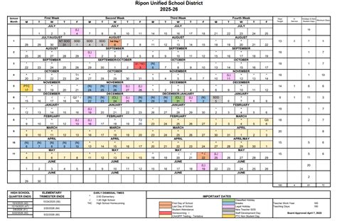 Ripon Unified School District Calendar