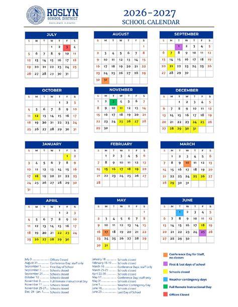 Roslyn Schools Calendar