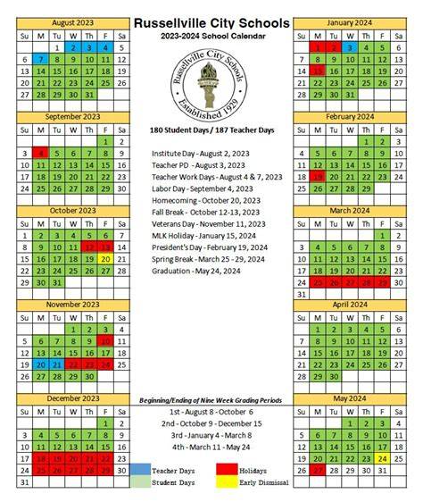 Russellville City Schools Calendar