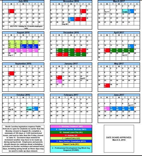 Rutherford County School Calendar