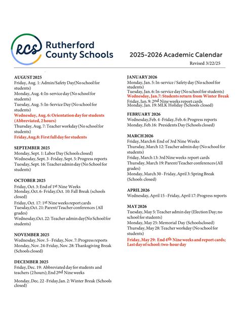 Rutherford County Tn Schools Calendar