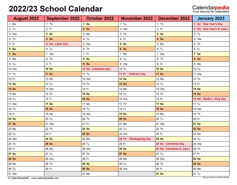 S Hool Calendar 2023