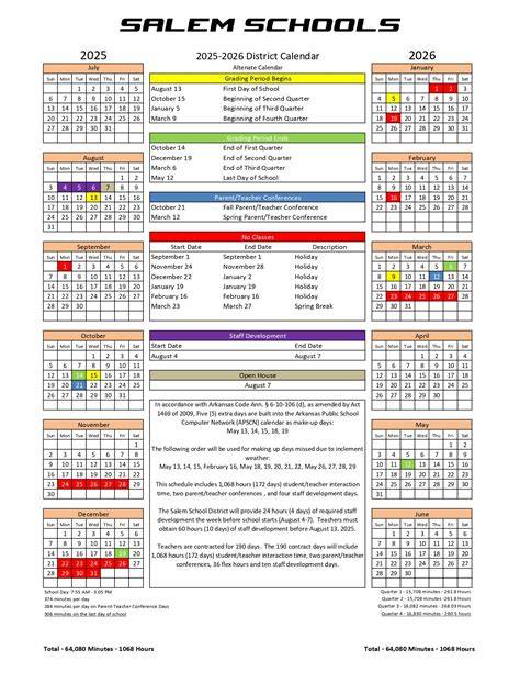 Salem Schools Calendar