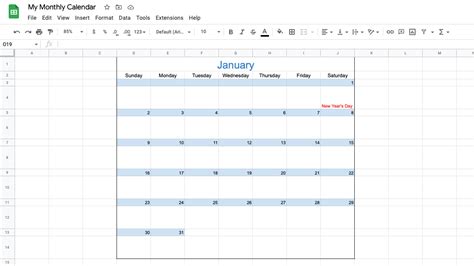 google sheet calendar template