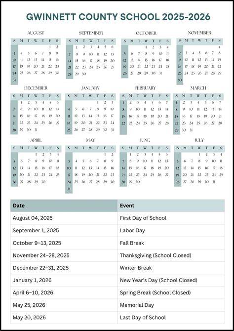 gwinnett county school calendar