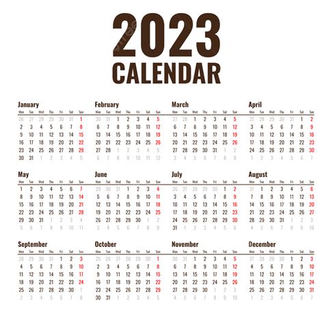 printed 2023 calendar