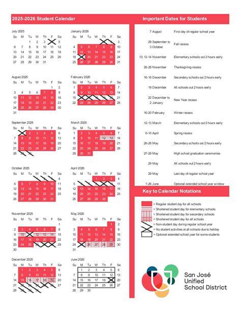 San Jose School District Calendar
