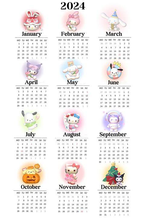 Sanrio 2025 Calendar Printable