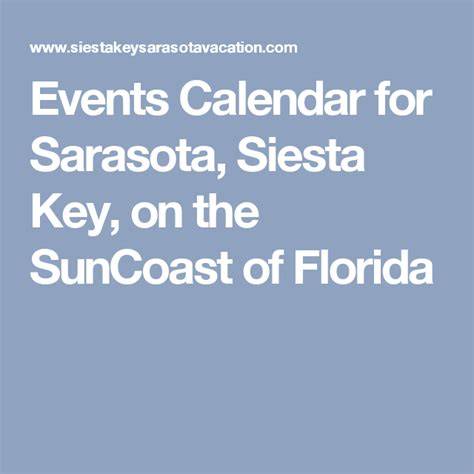Sarasota Activities Calendar
