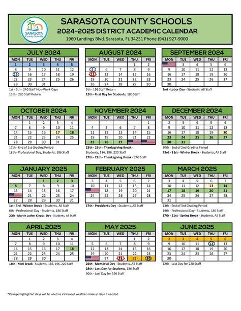 Sarasota County School Calendar 2024 25