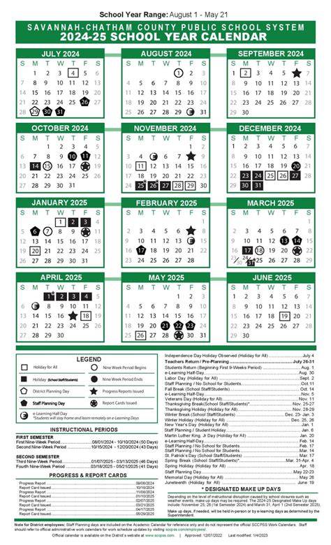 Savannah Schools Calendar