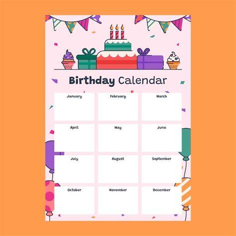 birthday calendar template
