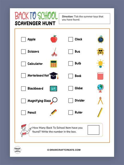 School Scavenger Hunt Printable