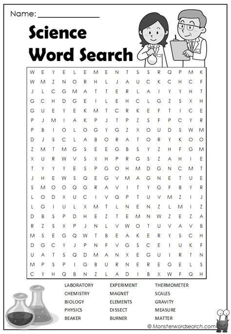Science Word Search Printable
