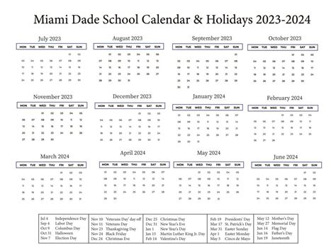 miami dade school calendar